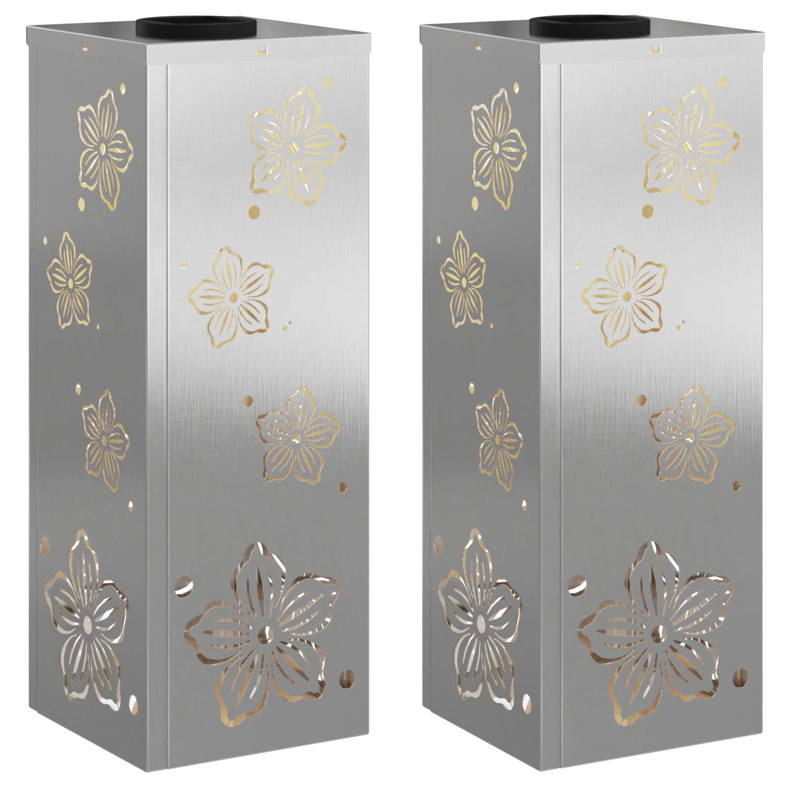 Solar LED Weg Licht 2 pcs Silber Edelstahl
