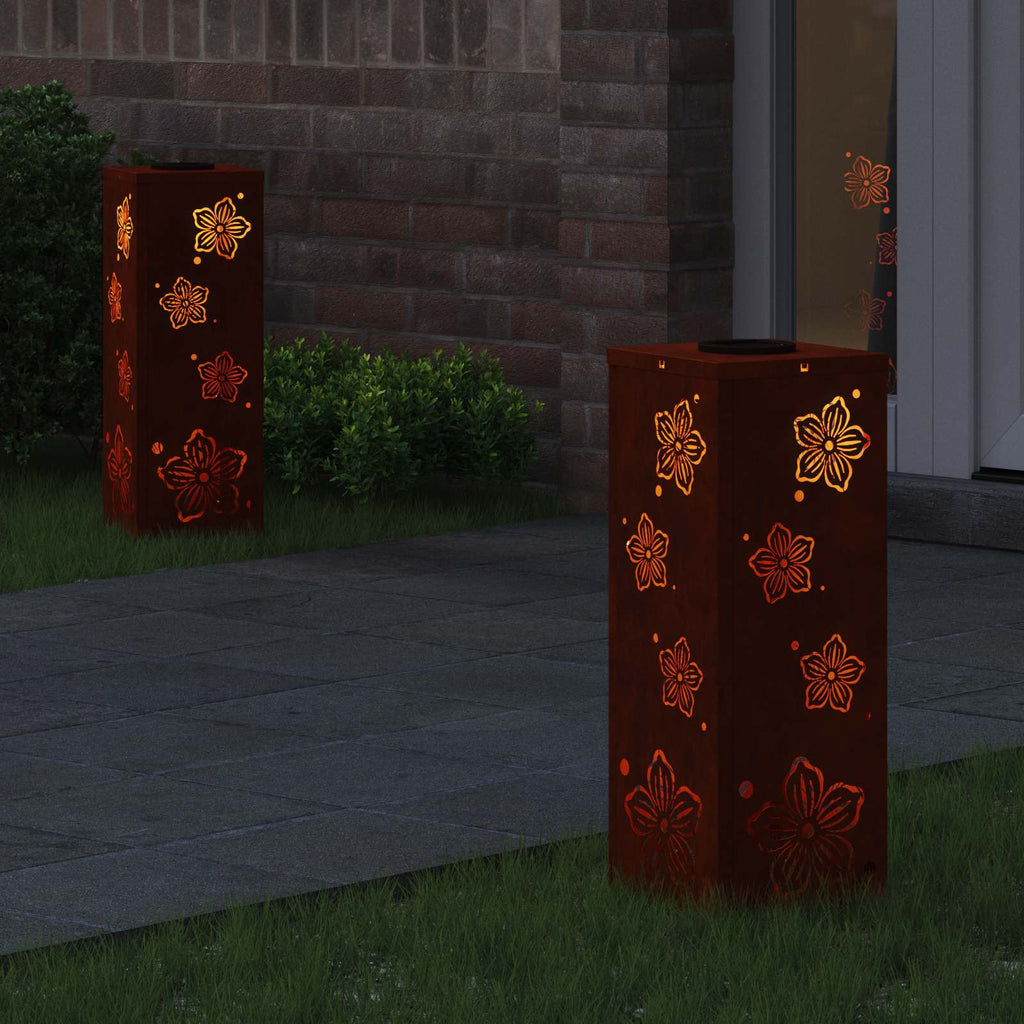 Solar LED Weg Licht 2 pcs Rostig Wetterfeststahl