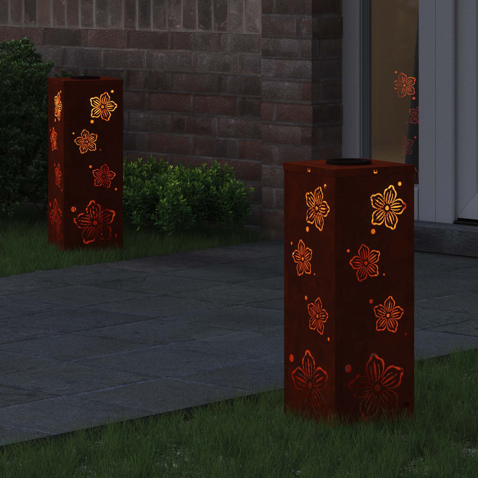 Solar LED Weg Licht 2 pcs Rostig Wetterfeststahl
