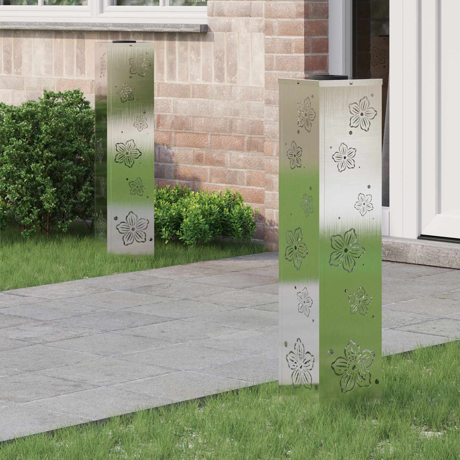 Solar LED Weg Licht 2 pcs Silber Edelstahl