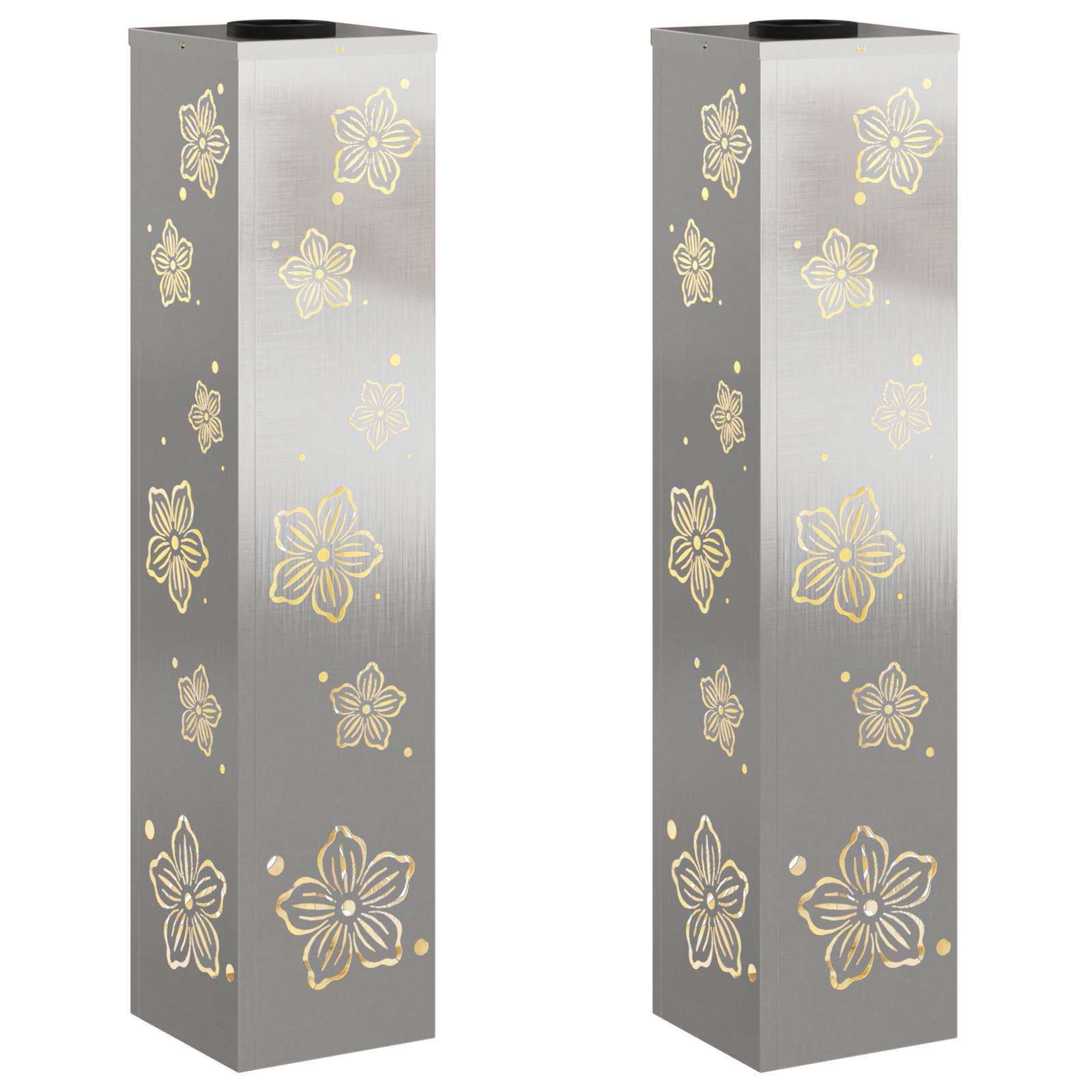 Solar LED Weg Licht 2 pcs Silber Edelstahl