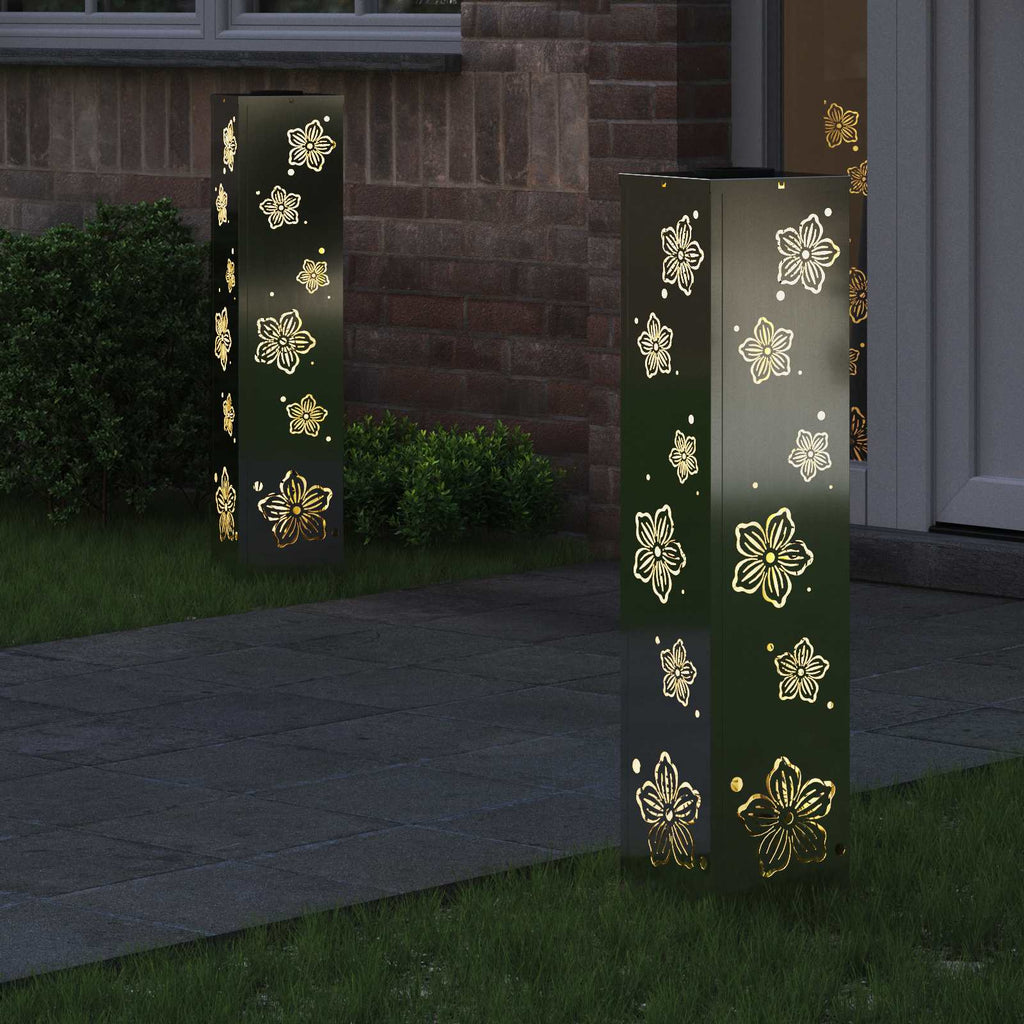 Solar LED Weg Licht 2 pcs Silber Galvanisiertes Stahl