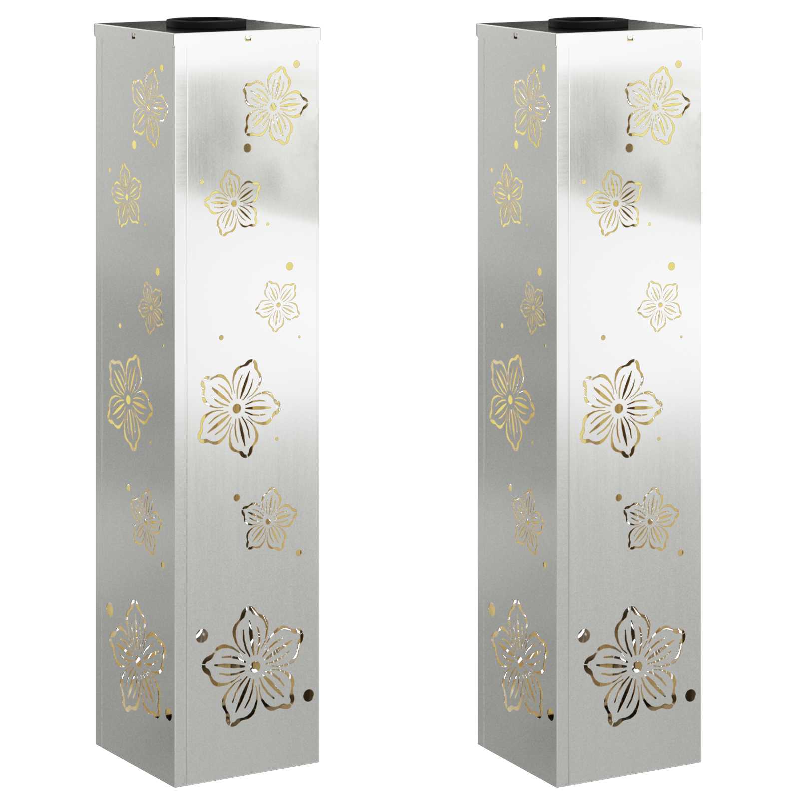 Solar LED Weg Licht 2 pcs Silber Galvanisiertes Stahl