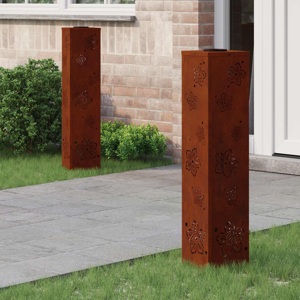 Solar LED Weg Licht 2 pcs Rostig Wetterfeststahl