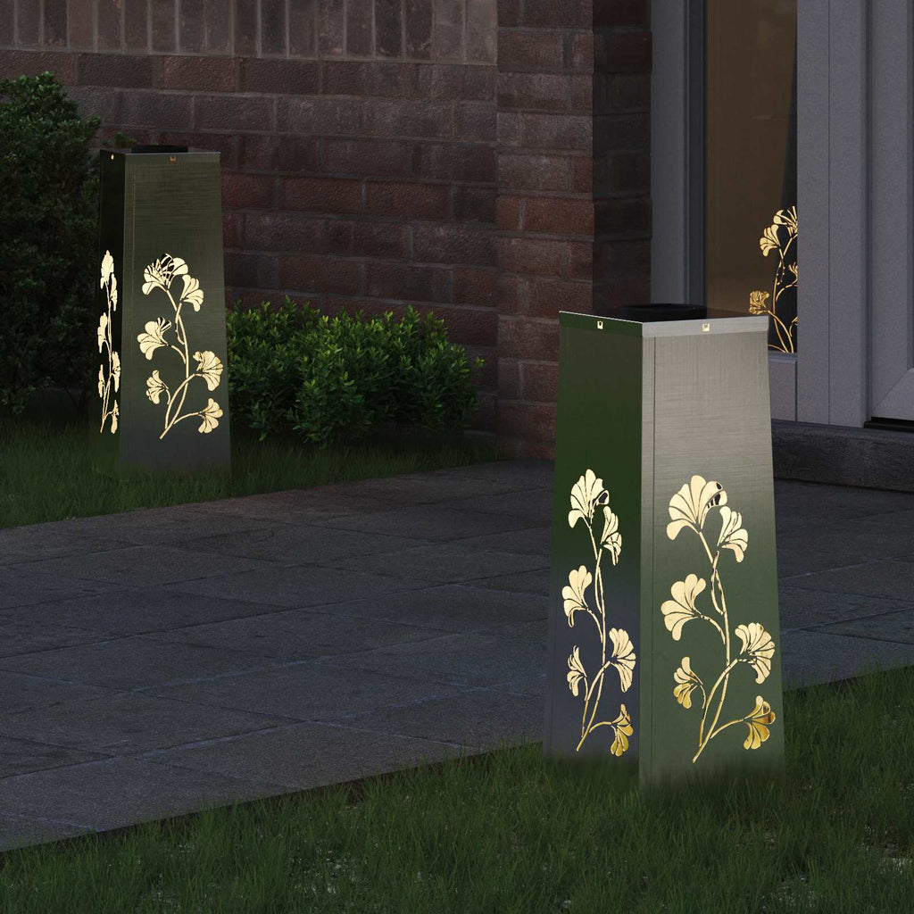 Solar LED Weg Licht 2 pcs Silber Edelstahl