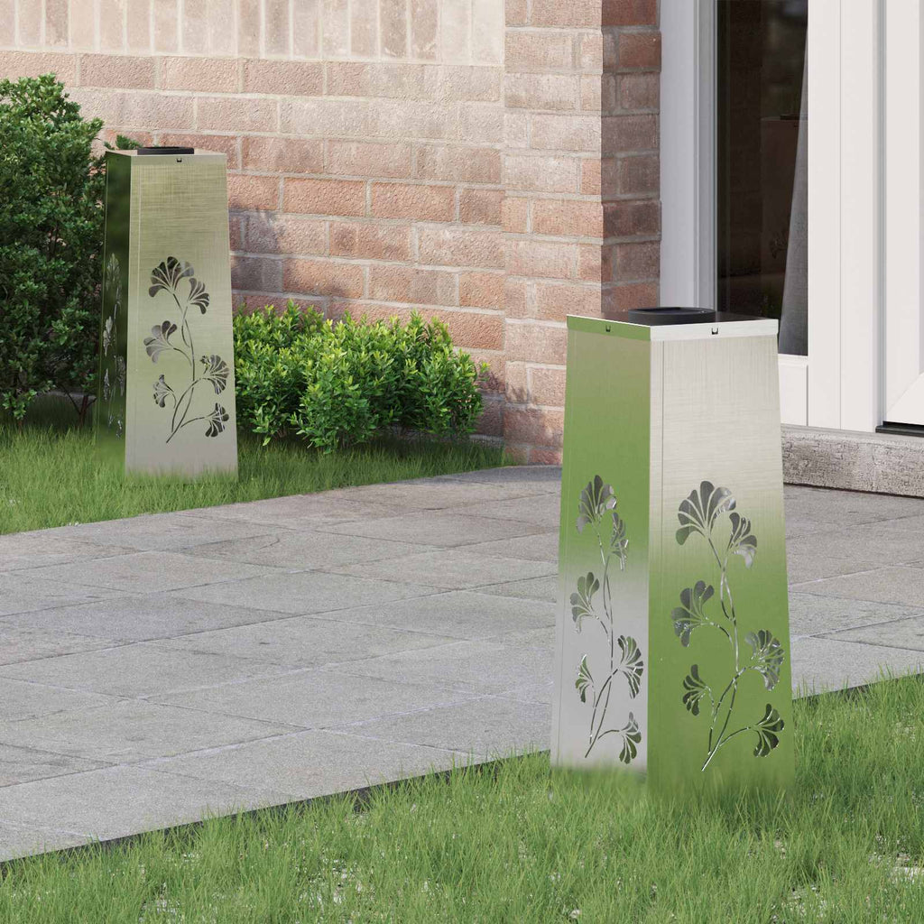 Solar LED Weg Licht 2 pcs Silber Edelstahl