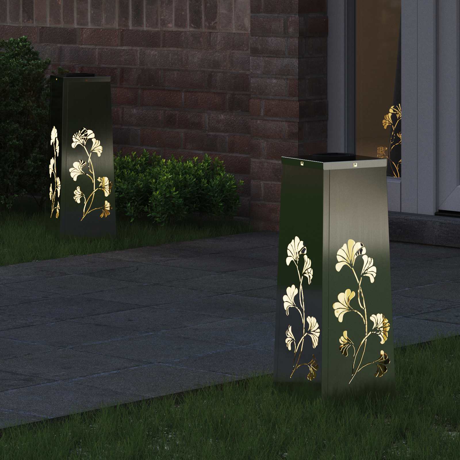 Solar LED Weg Licht 2 pcs Silber Galvanisiertes Stahl