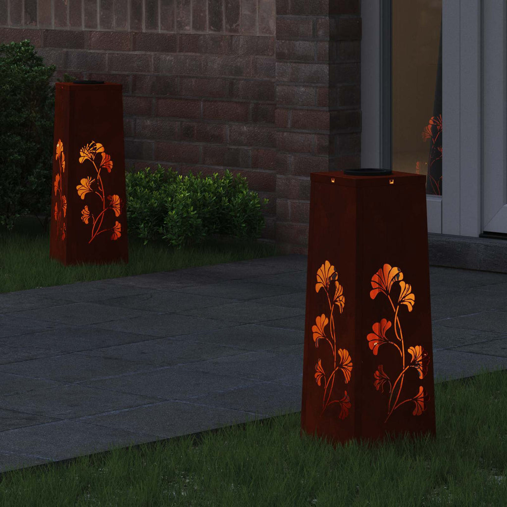 Solar LED Weg Licht 2 pcs Rostig Wetterfeststahl
