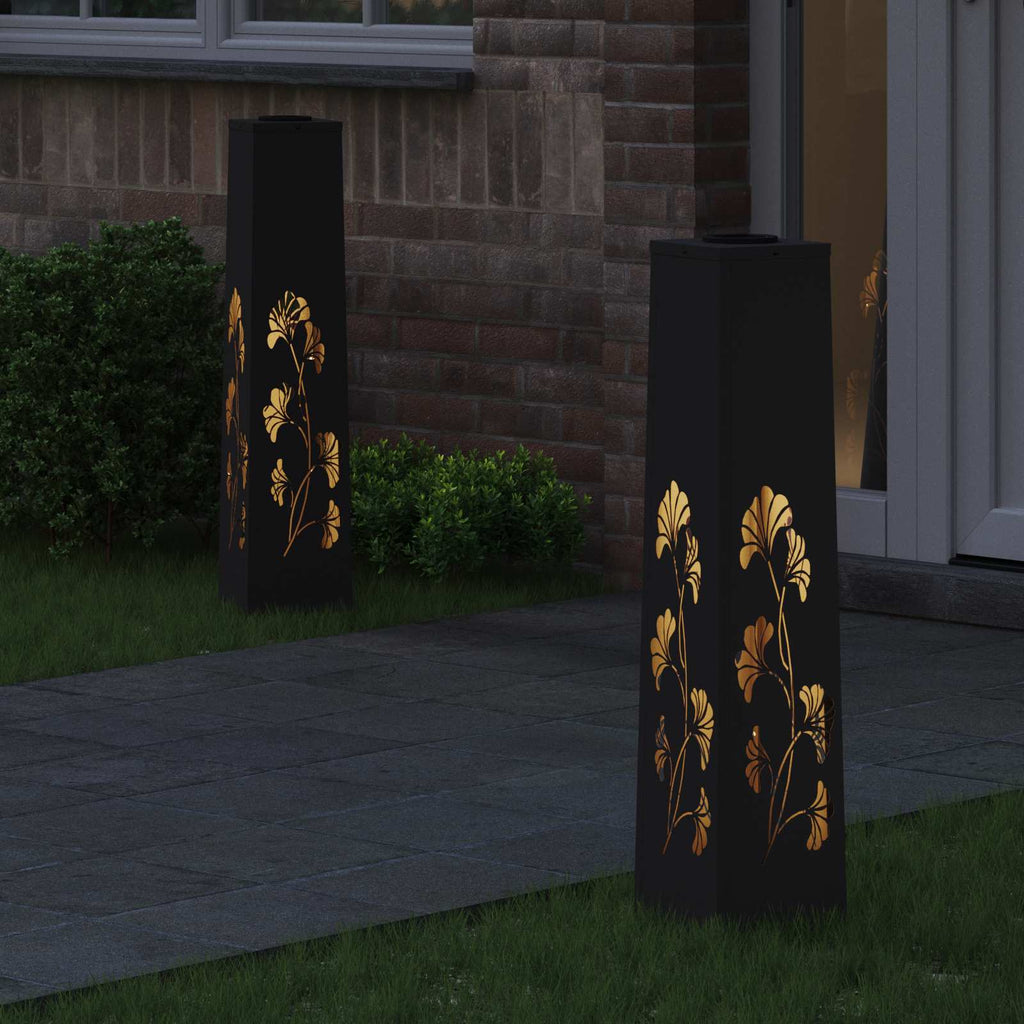 Solar LED Weg Licht 2 pcs Schwarz Kalt gewalzter Stahl