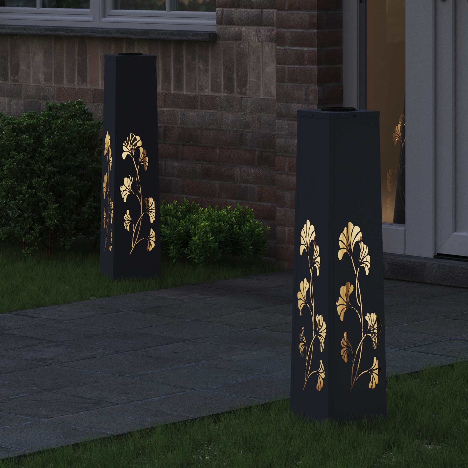 Solar LED Weg Licht 2 pcs Anthrazit Kalt gewalzter Stahl