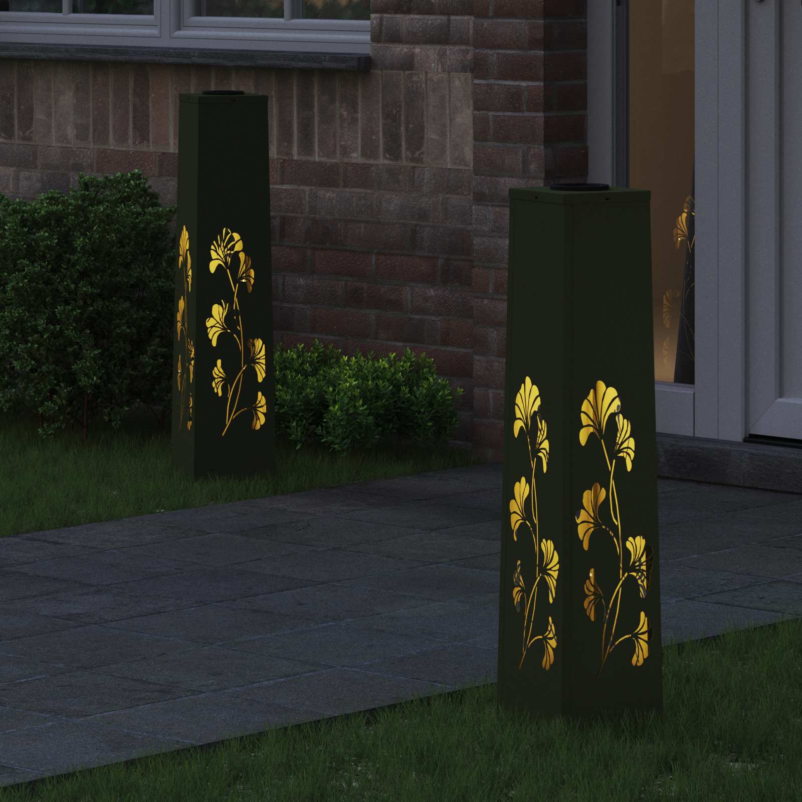 Solar LED Weg Licht 2 pcs Olive Grün Kalt gewalzter Stahl