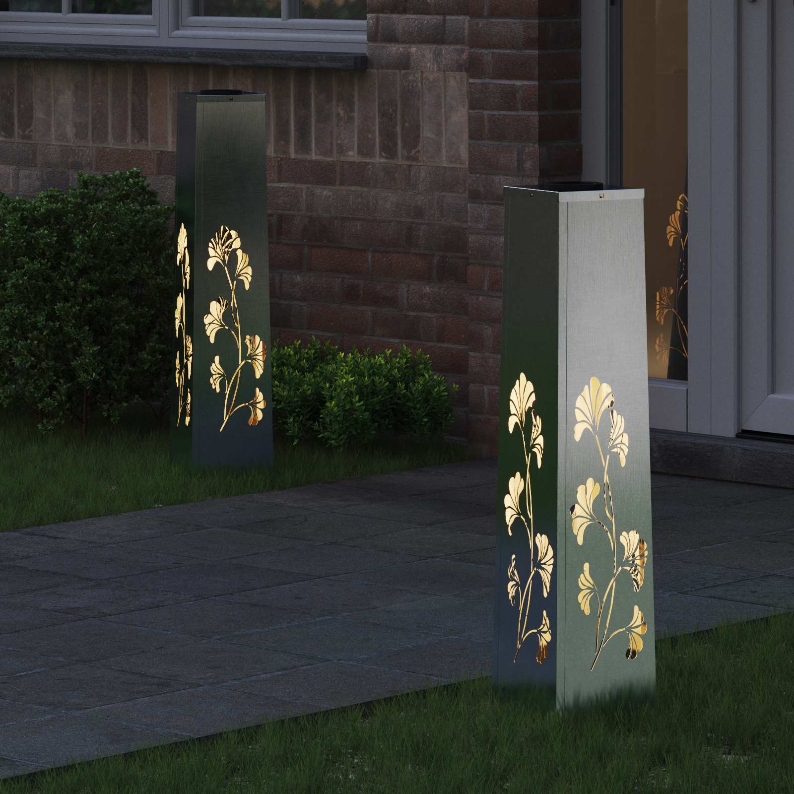 Solar LED Weg Licht 2 pcs Silber Edelstahl