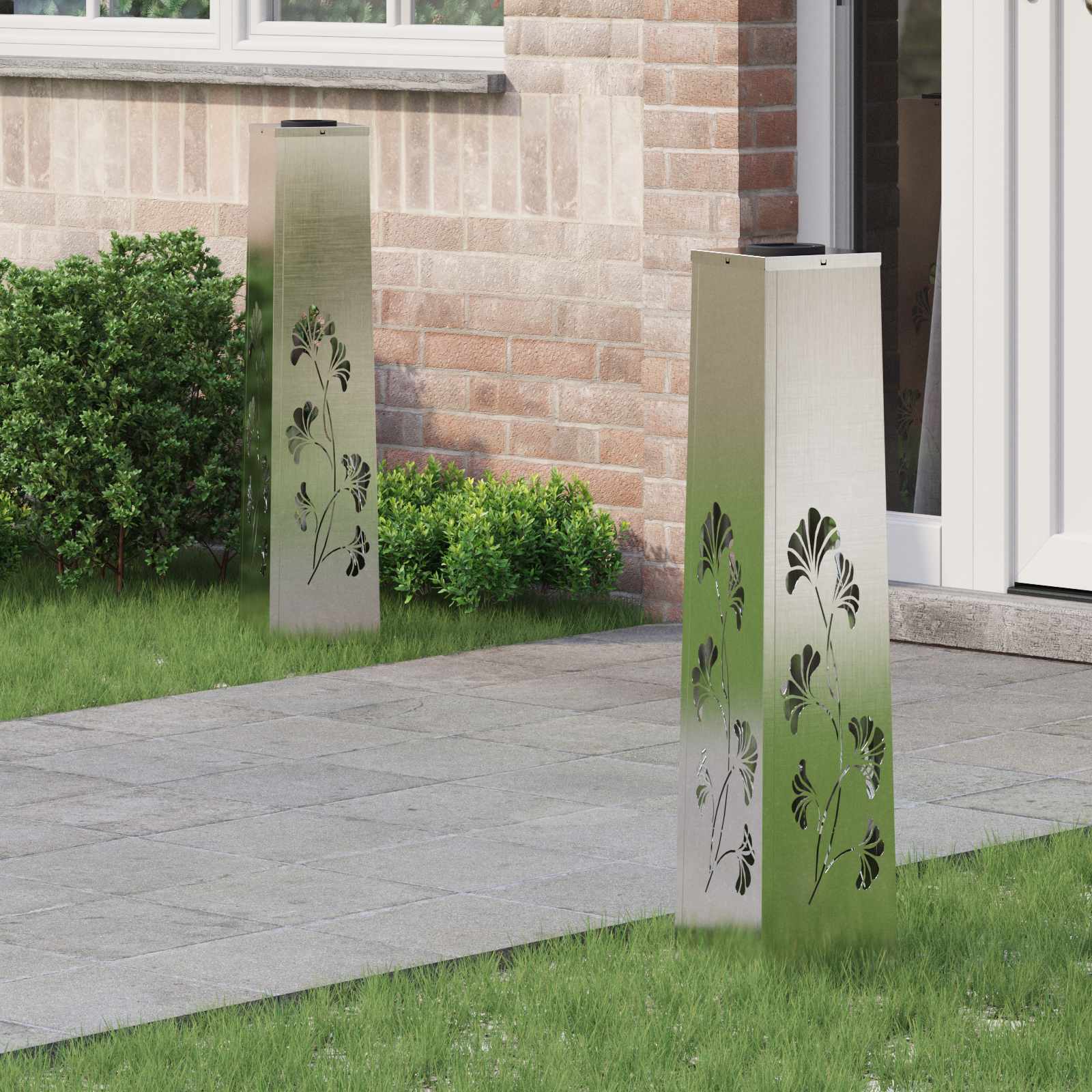Solar LED Weg Licht 2 pcs Silber Edelstahl