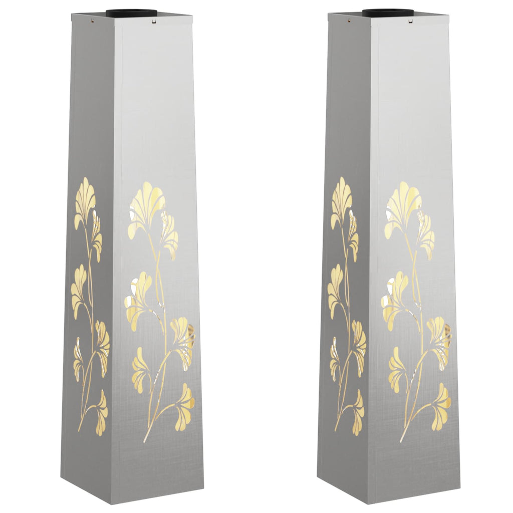 Solar LED Weg Licht 2 pcs Silber Edelstahl