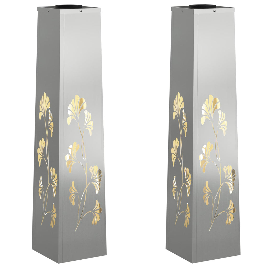 Solar LED Weg Licht 2 pcs Silber Galvanisiertes Stahl