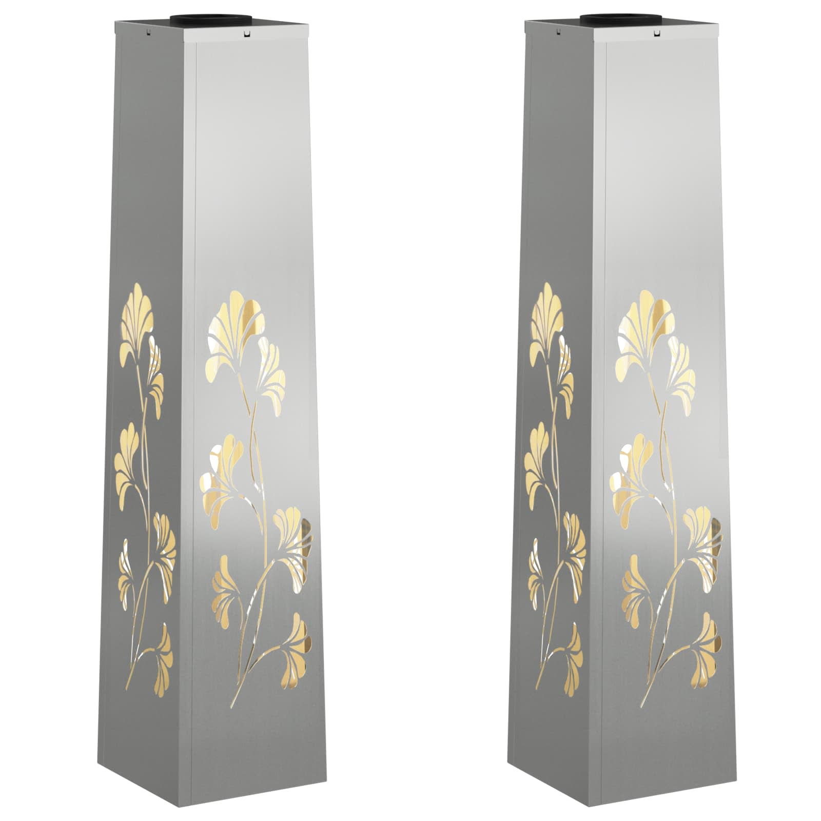 Solar LED Weg Licht 2 pcs Silber Galvanisiertes Stahl