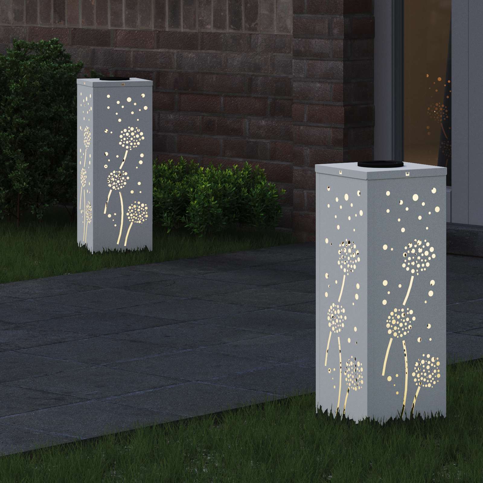 Solar LED Weg Licht 2 pcs Weiß Kalt gewalzter Stahl