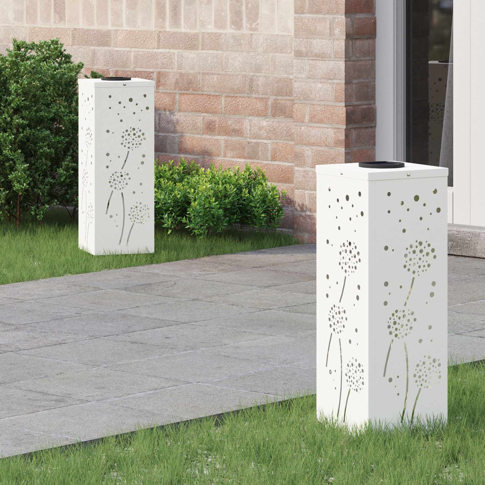 Solar LED Weg Licht 2 pcs Weiß Kalt gewalzter Stahl