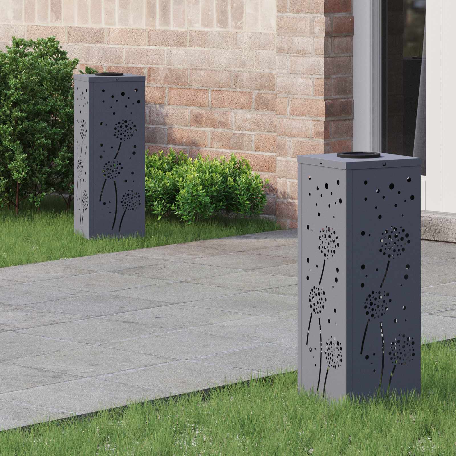 Solar LED Weg Licht 2 pcs Anthrazit Kalt gewalzter Stahl