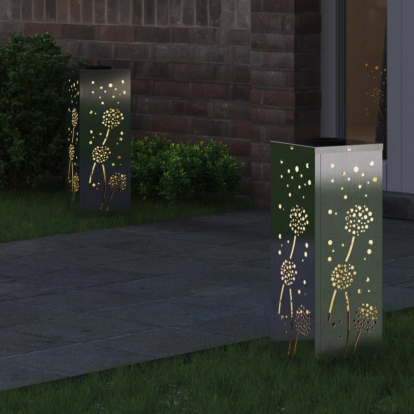 Solar LED Weg Licht 2 pcs Silber Edelstahl