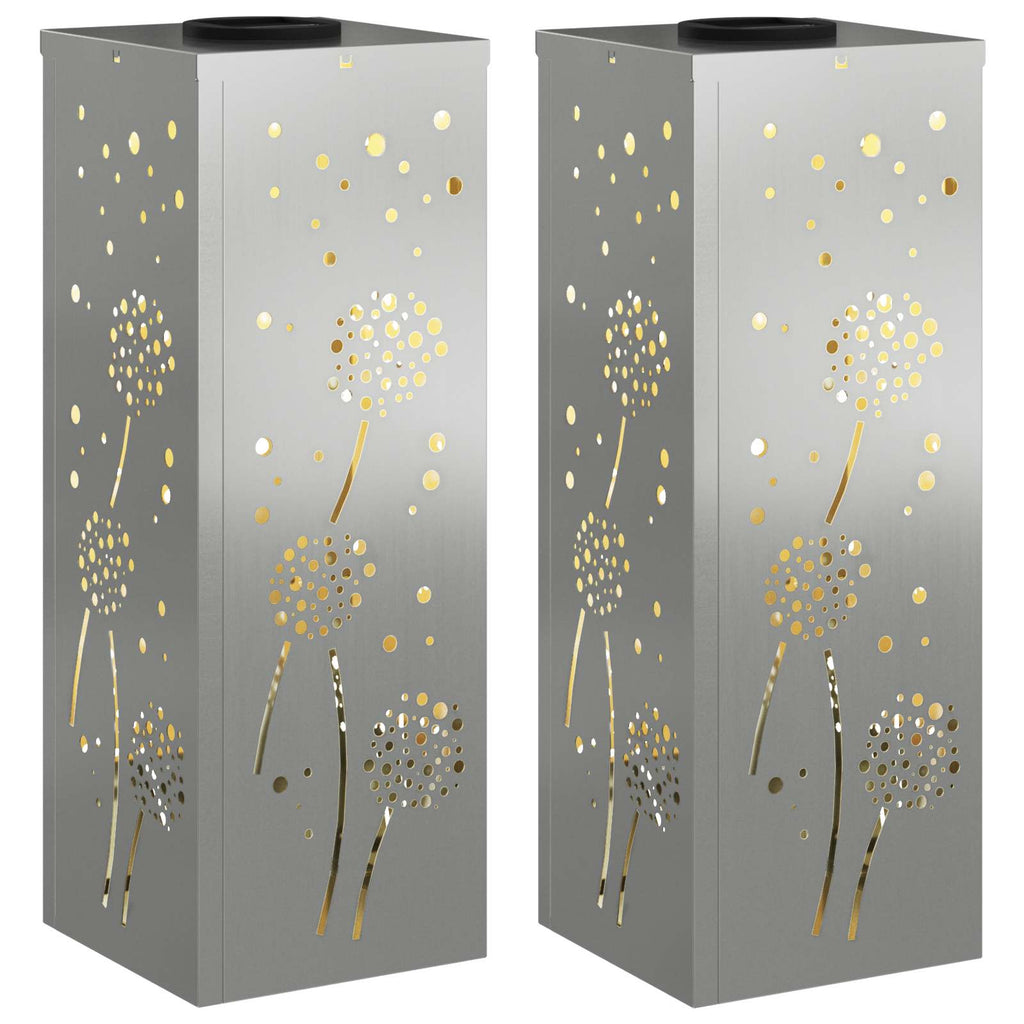 Solar LED Weg Licht 2 pcs Silber Galvanisiertes Stahl