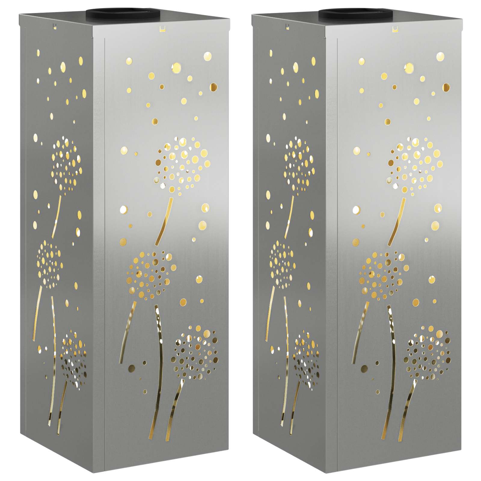 Solar LED Weg Licht 2 pcs Silber Galvanisiertes Stahl