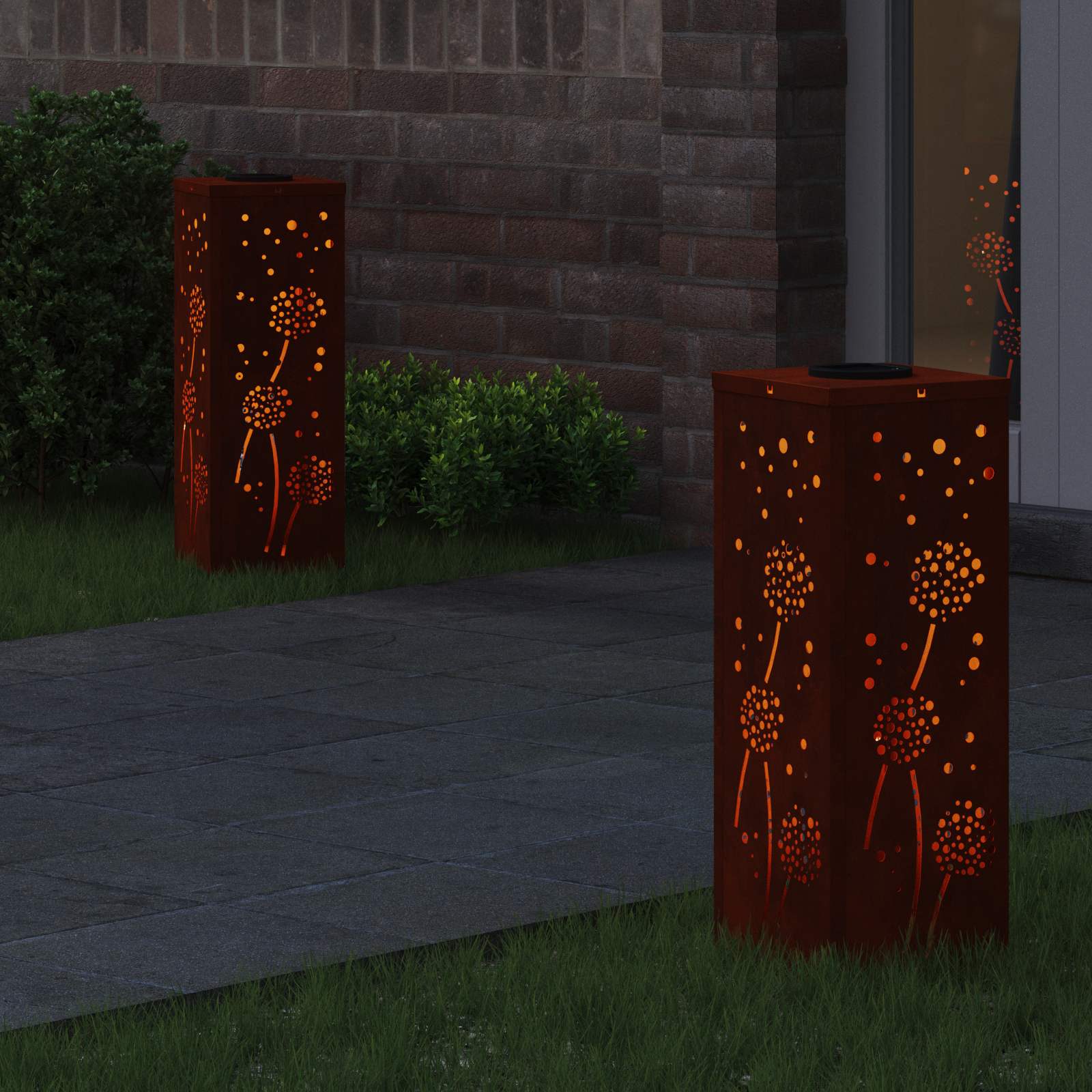 Solar LED Weg Licht 2 pcs Rostig Wetterfeststahl