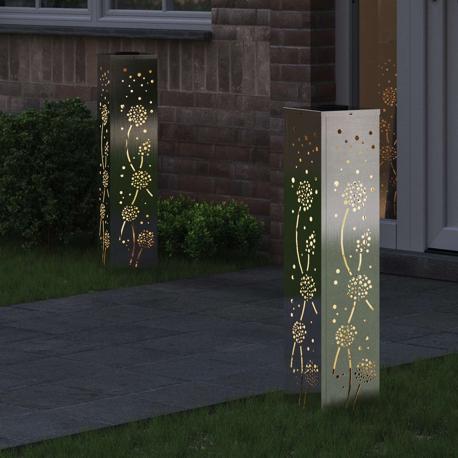 Solar LED Weg Licht 2 pcs Silber Edelstahl