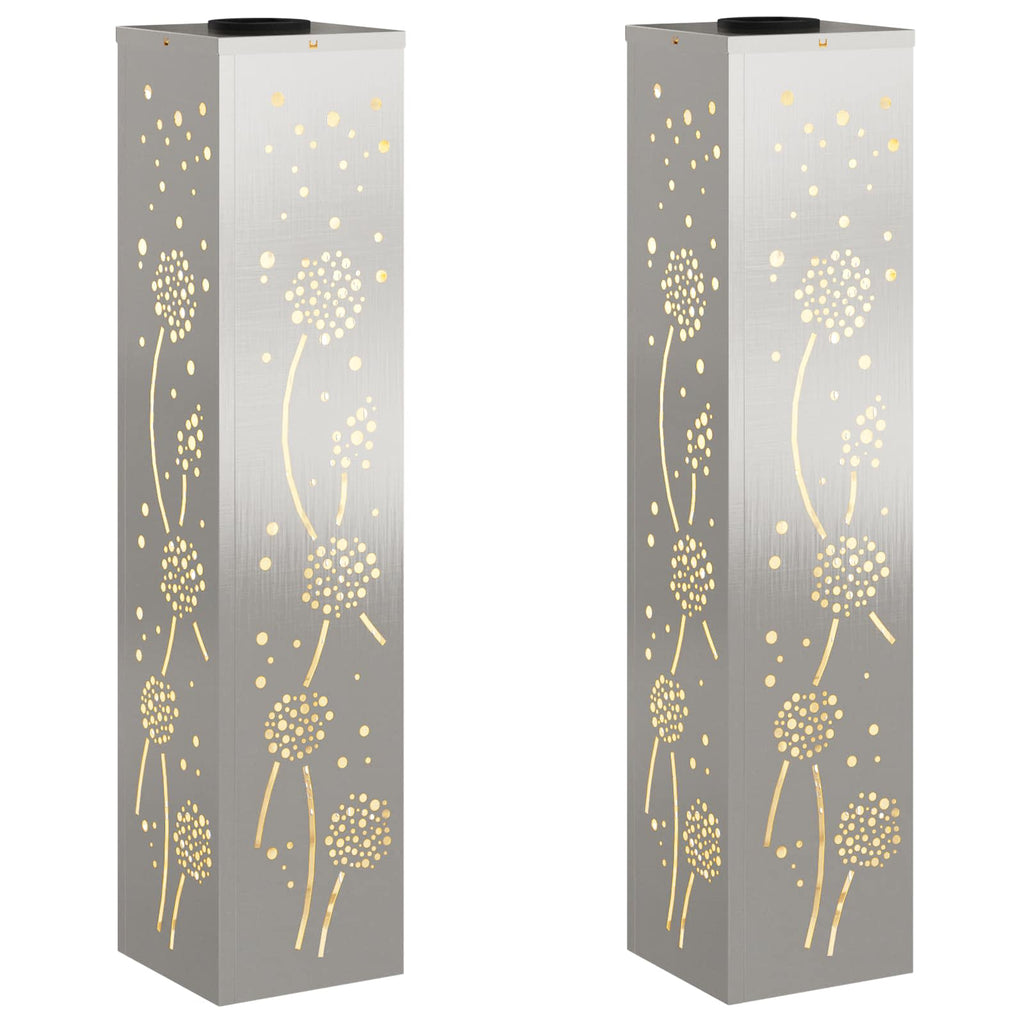 Solar LED Weg Licht 2 pcs Silber Edelstahl