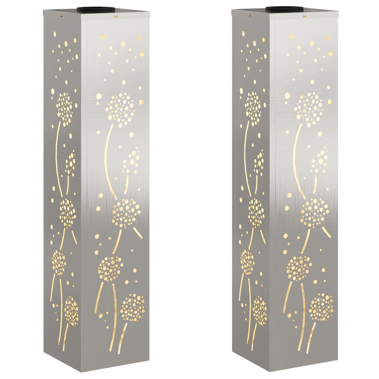 Solar LED Weg Licht 2 pcs Silber Edelstahl