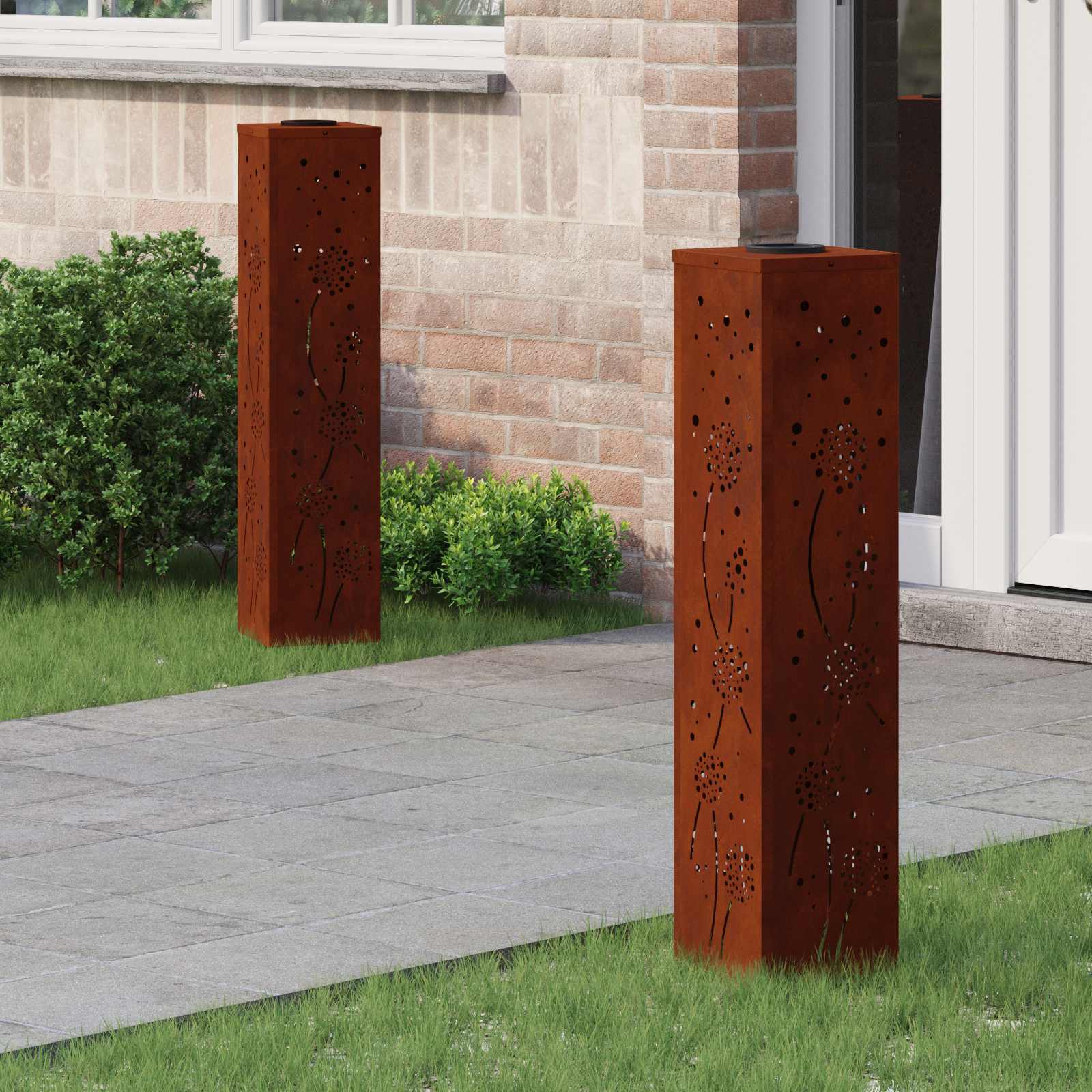 Solar LED Weg Licht 2 pcs Rostig Wetterfeststahl