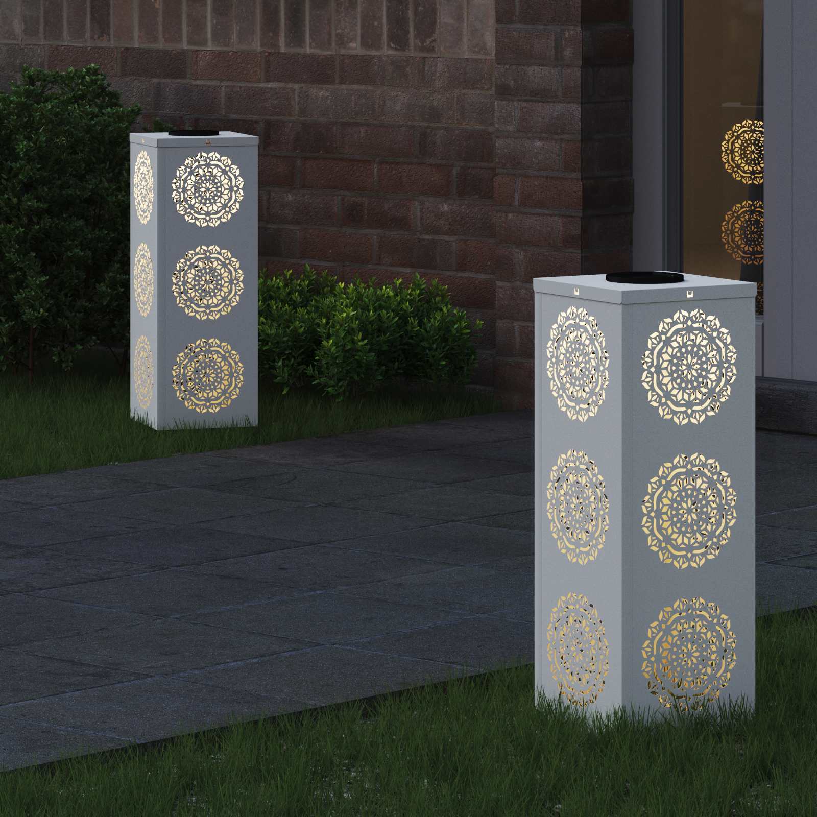 Solar LED Weg Licht 2 pcs Weiß Kalt gewalzter Stahl