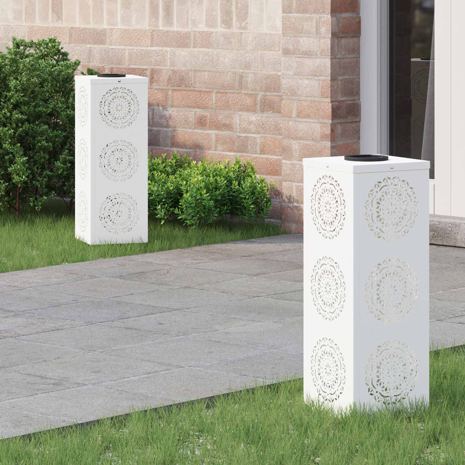Solar LED Weg Licht 2 pcs Weiß Kalt gewalzter Stahl