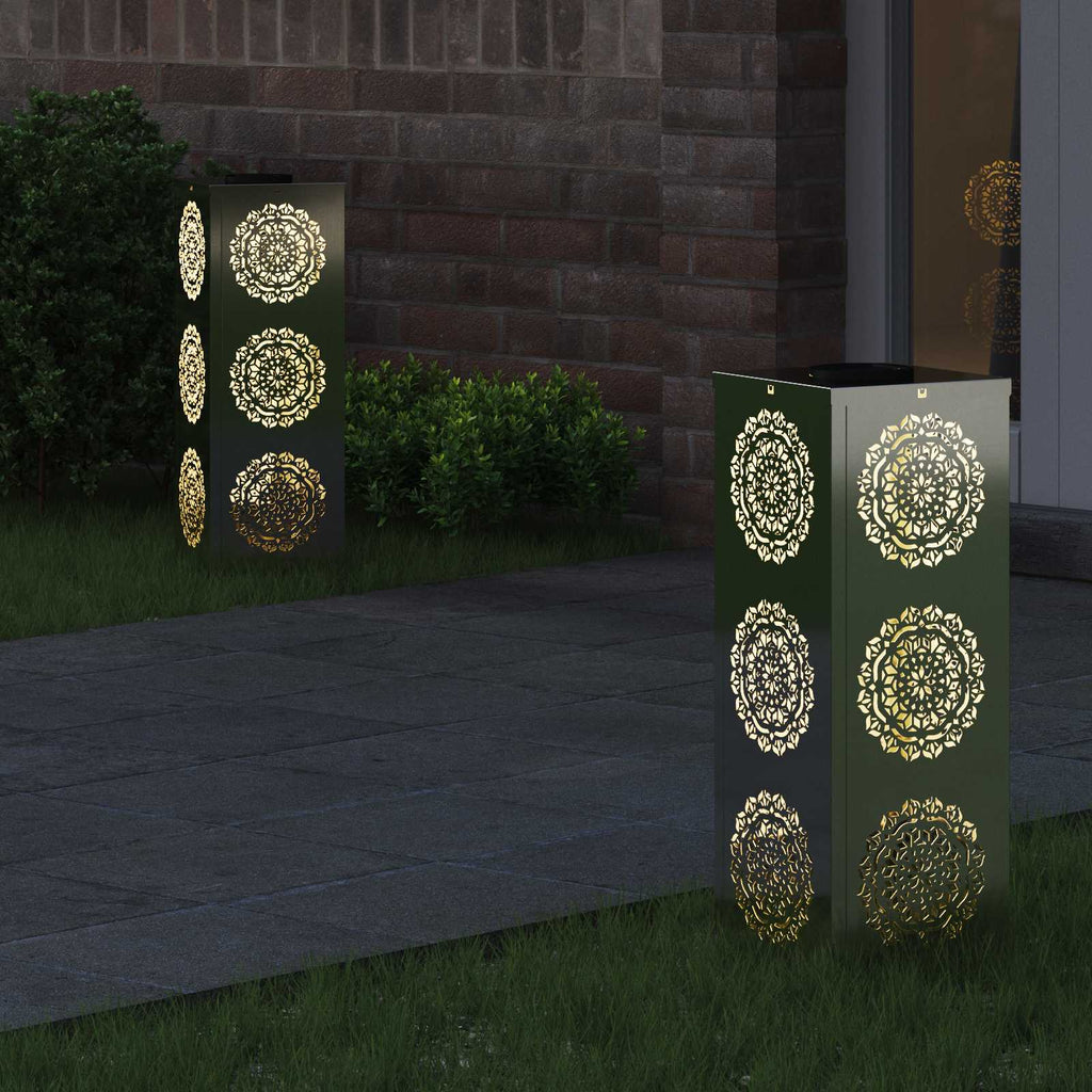 Solar LED Weg Licht 2 pcs Silber Galvanisiertes Stahl