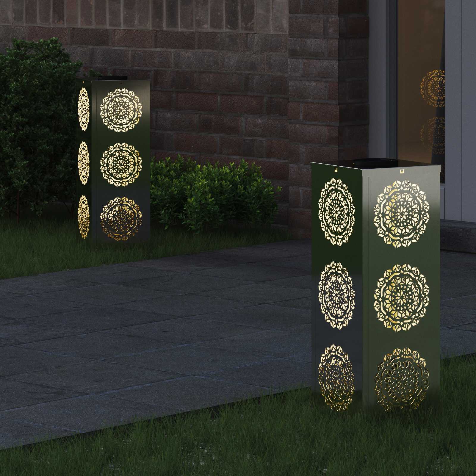 Solar LED Weg Licht 2 pcs Silber Galvanisiertes Stahl