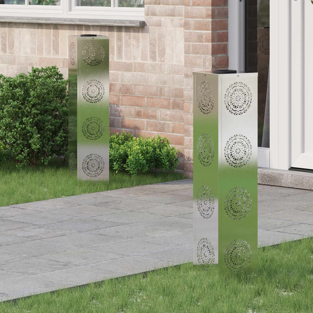 Solar LED Weg Licht 2 pcs Silber Edelstahl
