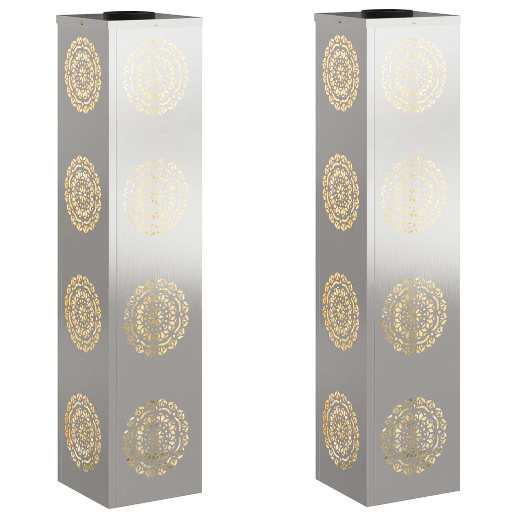 Solar LED Weg Licht 2 pcs Silber Edelstahl