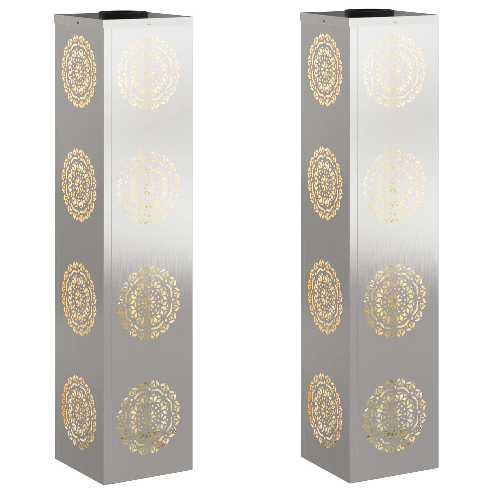 Solar LED Weg Licht 2 pcs Silber Edelstahl