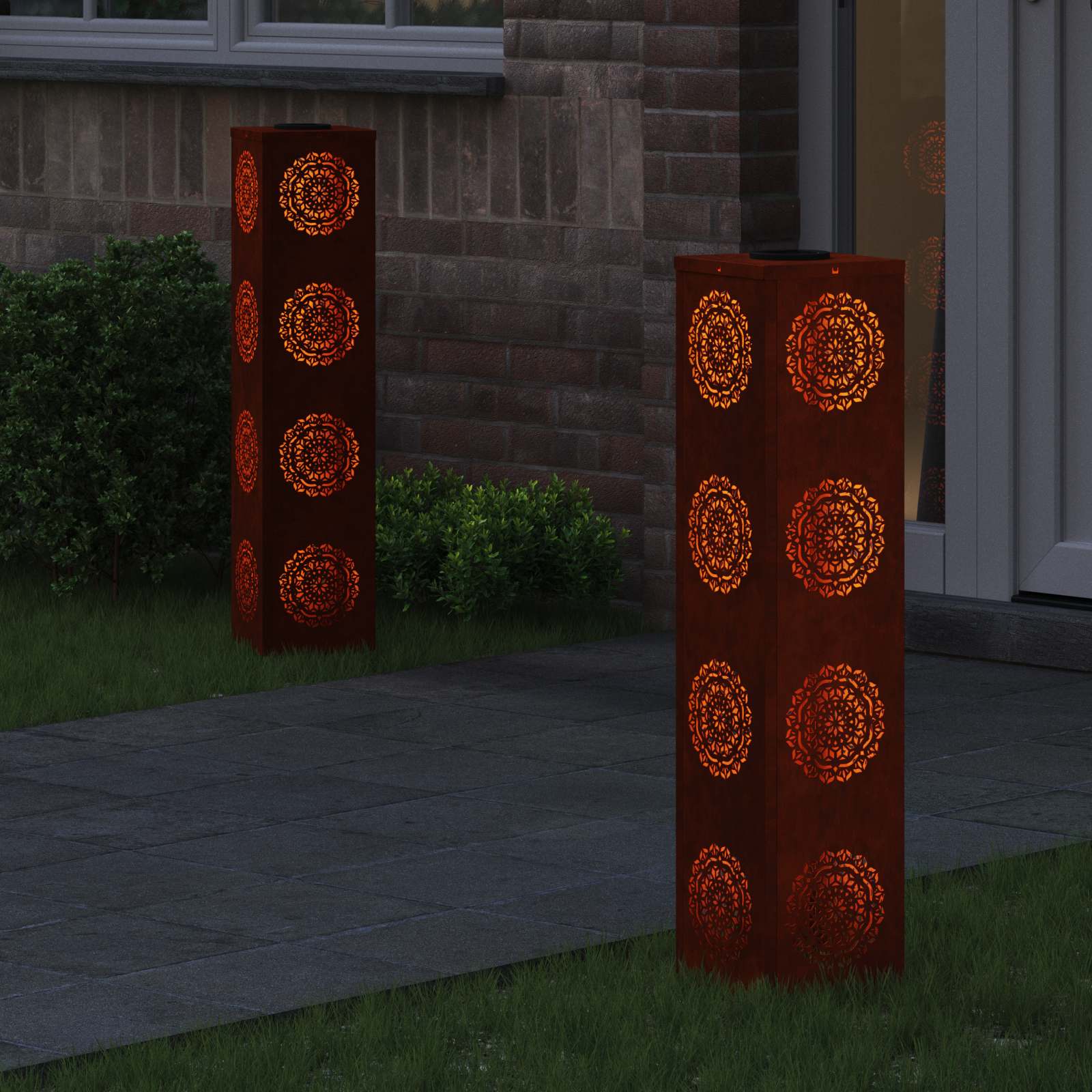 Solar LED Weg Licht 2 pcs Rostig Wetterfeststahl