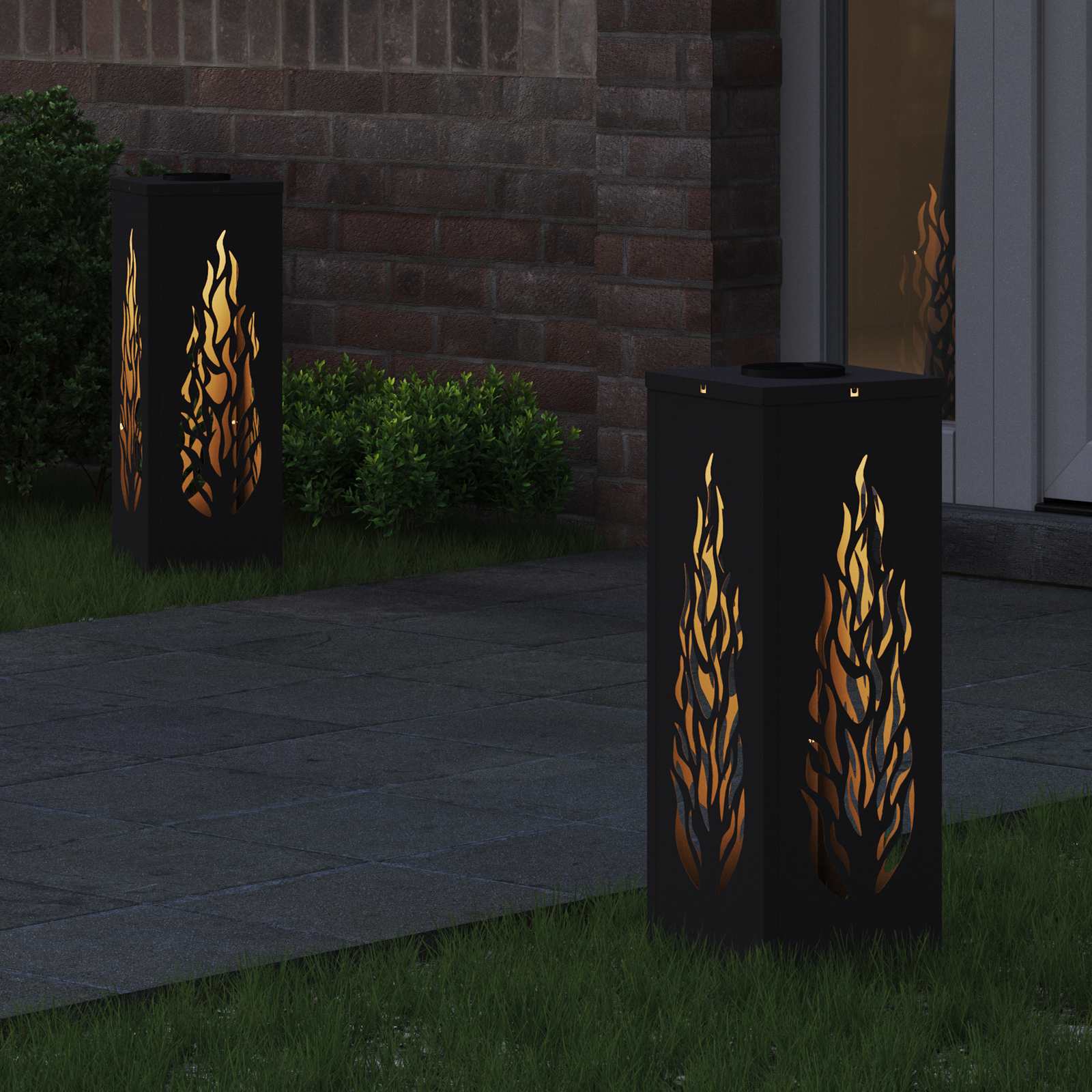 Solar LED Weg Licht 2 pcs Schwarz Kalt gewalzter Stahl