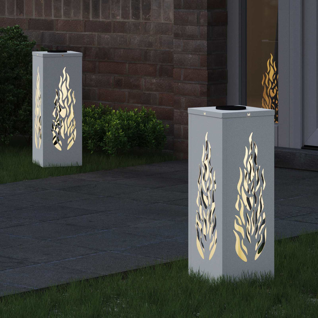 Solar LED Weg Licht 2 pcs Weiß Kalt gewalzter Stahl