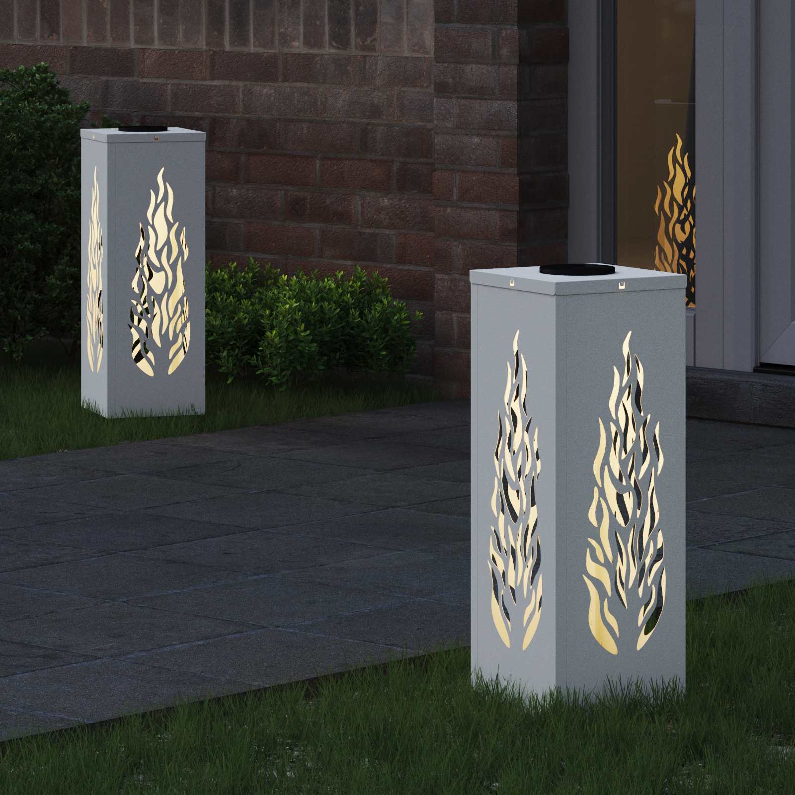 Solar LED Weg Licht 2 pcs Weiß Kalt gewalzter Stahl