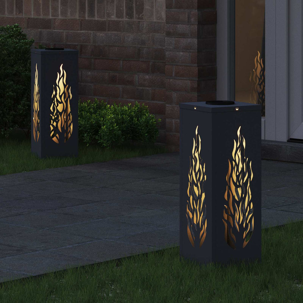 Solar LED Weg Licht 2 pcs Anthrazit Kalt gewalzter Stahl