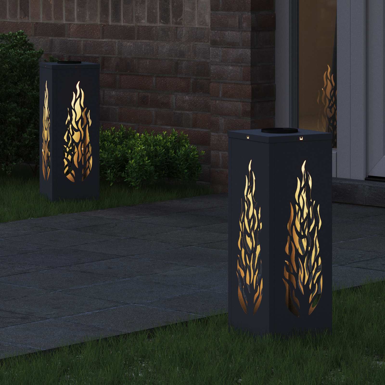 Solar LED Weg Licht 2 pcs Anthrazit Kalt gewalzter Stahl