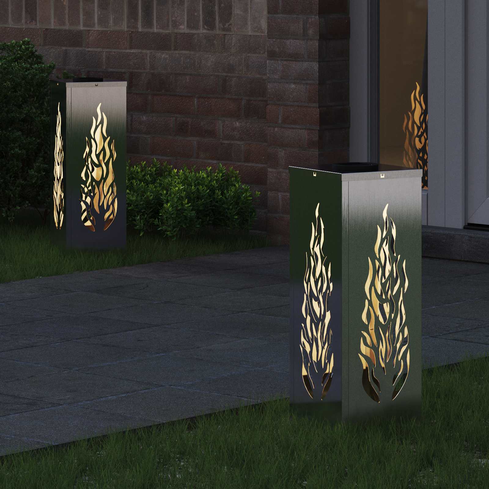 Solar LED Weg Licht 2 pcs Silber Edelstahl