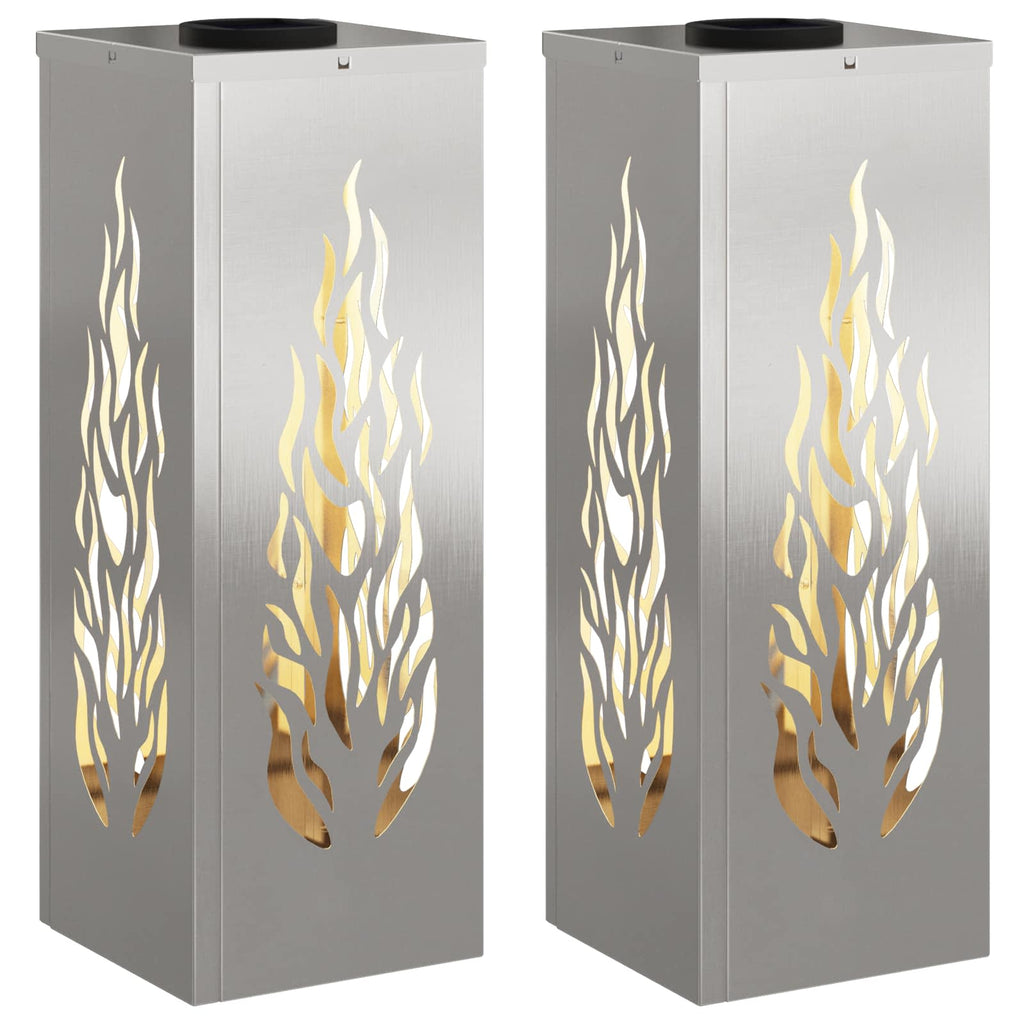 Solar LED Weg Licht 2 pcs Silber Edelstahl