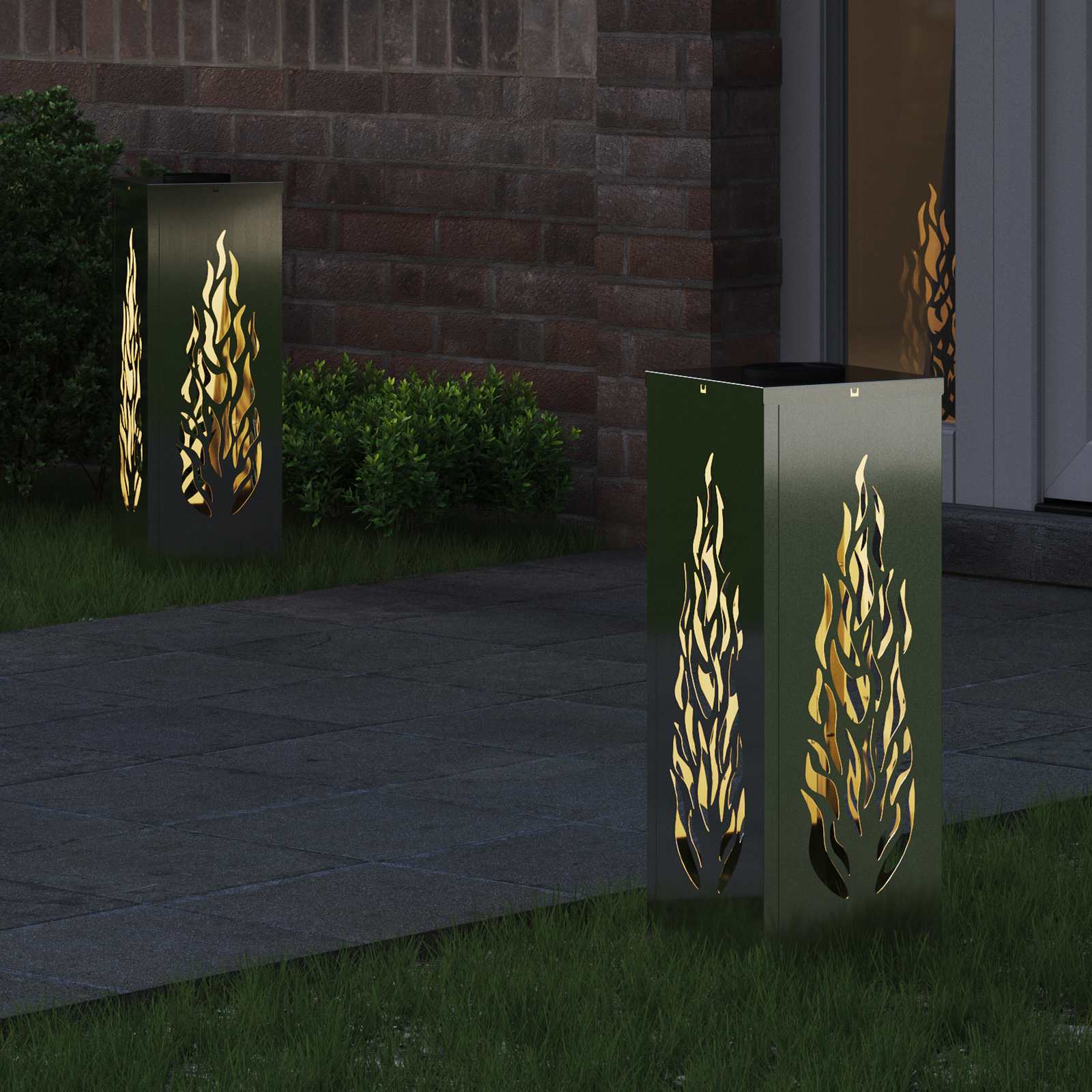Solar LED Weg Licht 2 pcs Silber Galvanisiertes Stahl