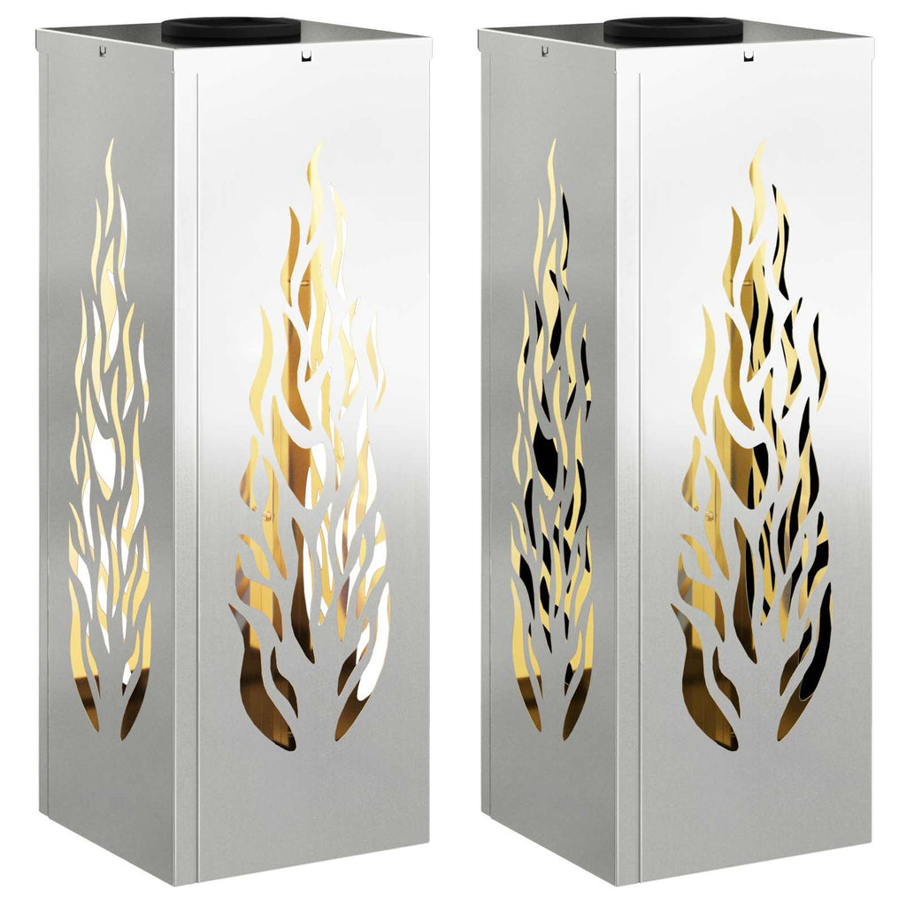 Solar LED Weg Licht 2 pcs Silber Galvanisiertes Stahl