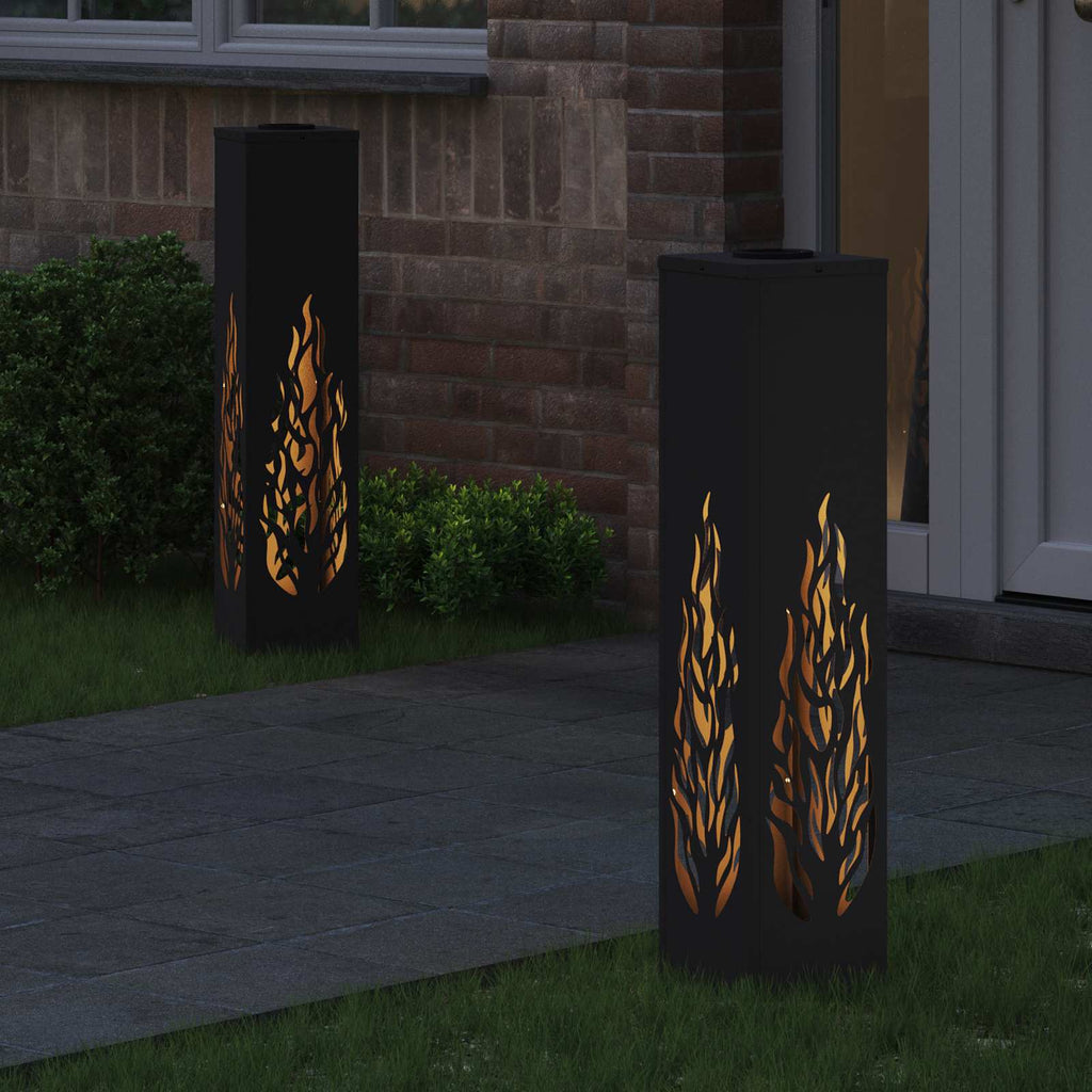 Solar LED Weg Licht 2 pcs Schwarz Kalt gewalzter Stahl