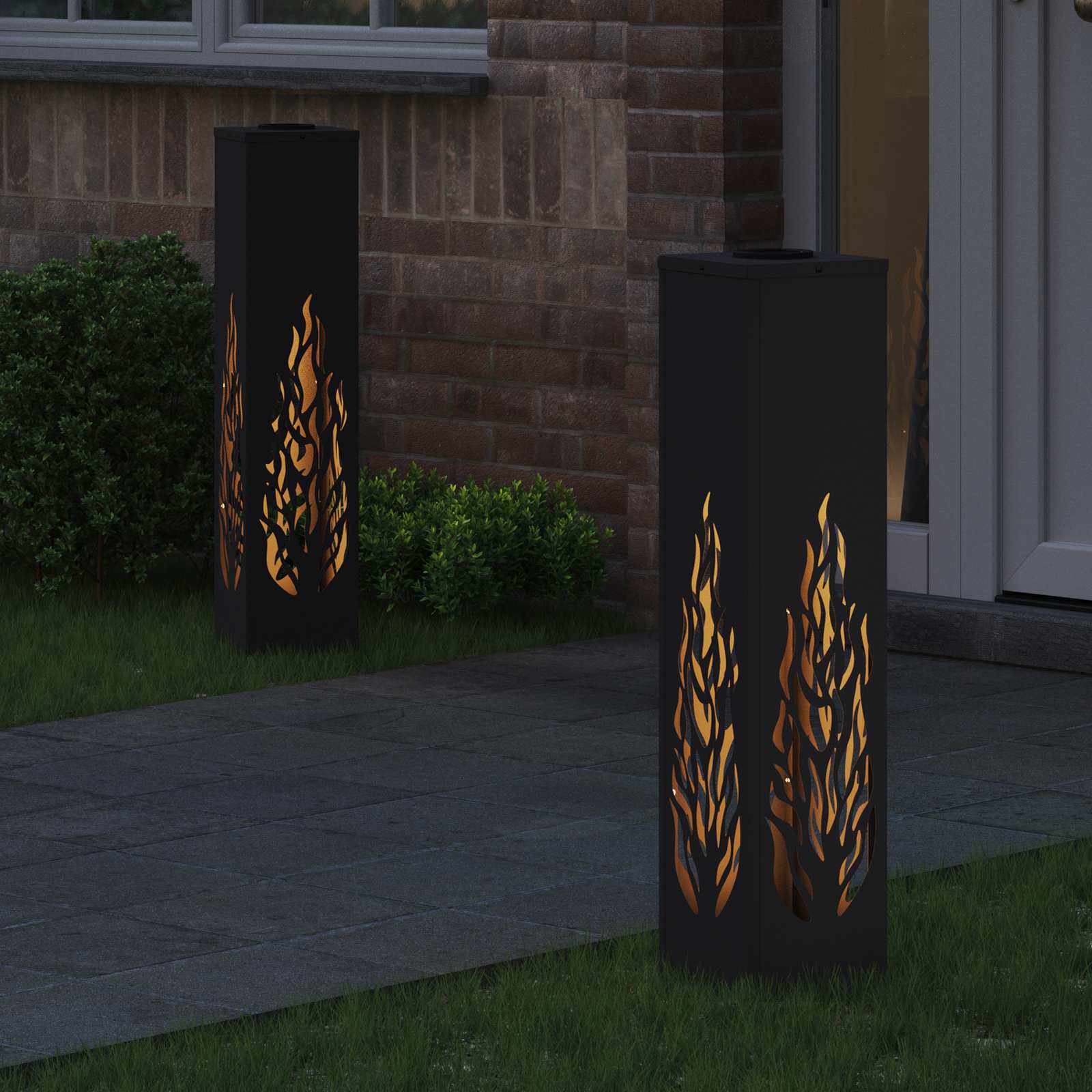 Solar LED Weg Licht 2 pcs Schwarz Kalt gewalzter Stahl